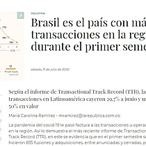 Brasil es el pas con ms transacciones en la regin durante el primer semestre